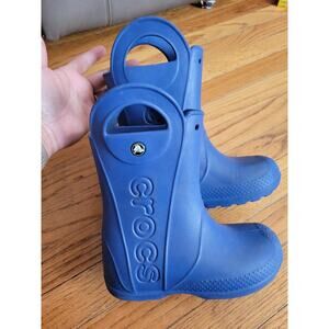 Crocs Kids Children Handle It Rain Boots Blue Size 1 Waterproof